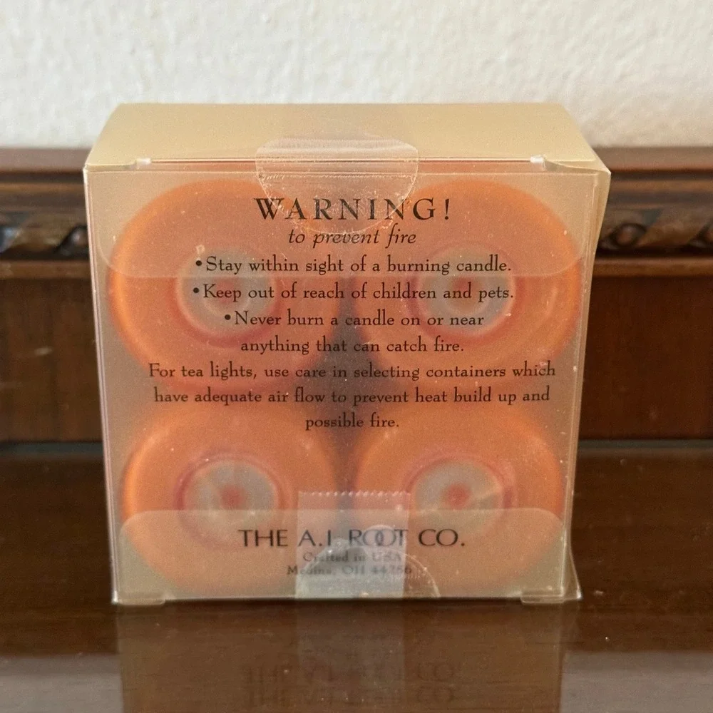 AI Root Co Hollyberry Scented Tea Light Candles 8 Pack Orange 131068 USA Made